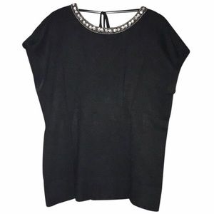 MODA International Silk Sweater Mix Open Back Top